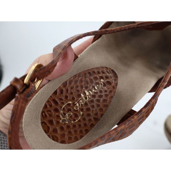 Earthies Women's Bali Sandal Size 8 Wedge Slingback Brown Croc Leather Comfy - Picture 13 of 13